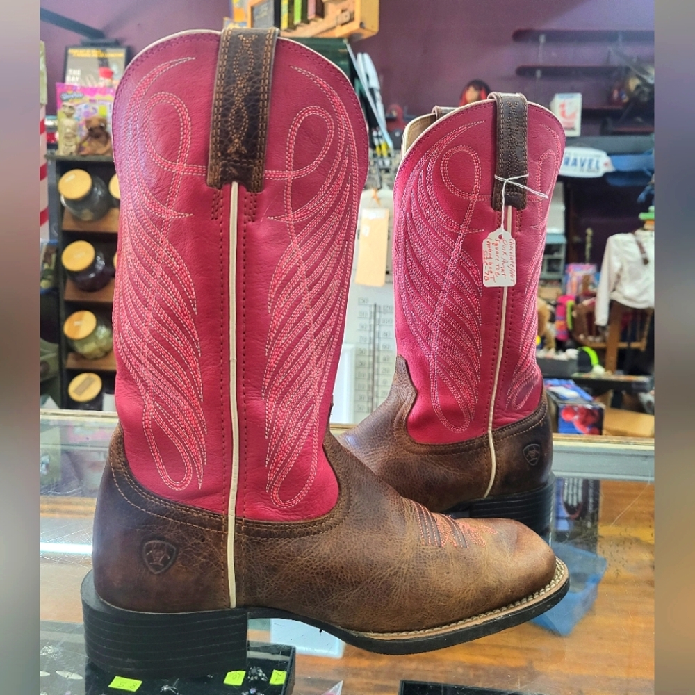 Hot Pink Ariat Square Toe Cowboy Boots